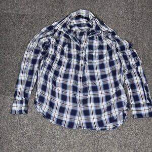 Madewell Blue‎ White Plaid Long Sleeve Button Up Casual Shirt Women